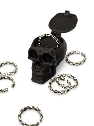 anillo cadena unisex plata skull