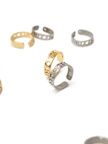 anillo fases lunares, graduable unisex