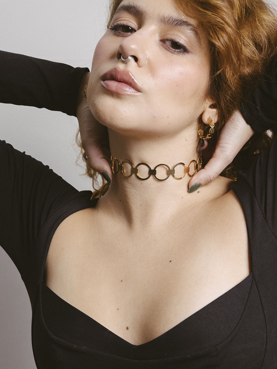 choker circulos, collar corto, gargantilla, hecho en medellin, piezas unicas