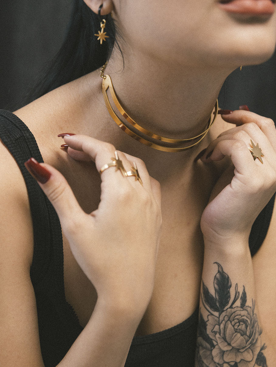 choker gargantilla doble dorado mujer 