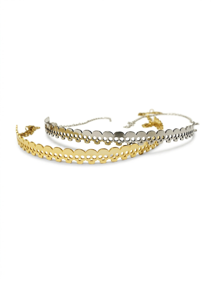 CHOKER PLATEADO + ANILLO CALACAS