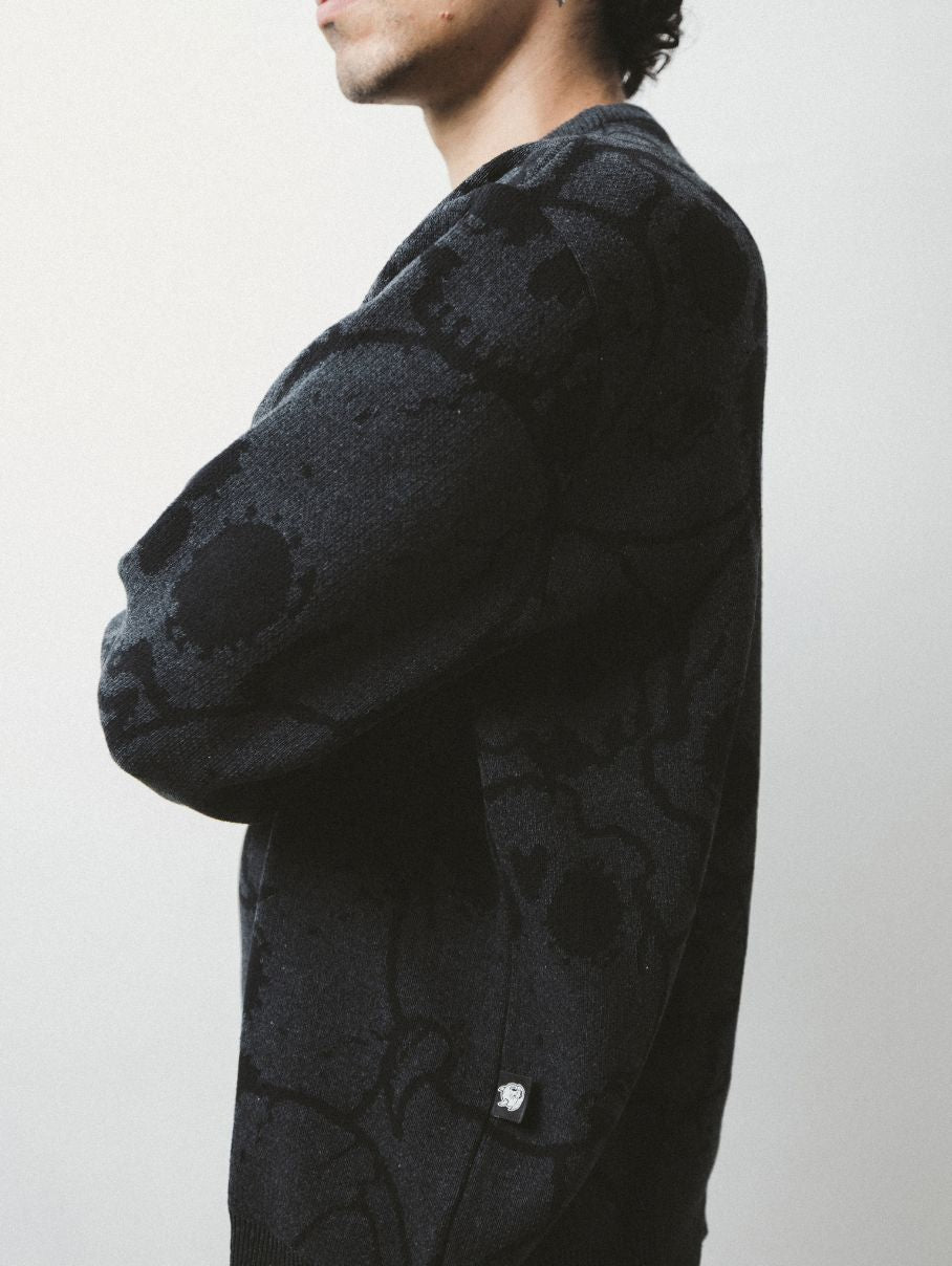 buzo saco sweater skull calaveras gris y negro medellin en algodon